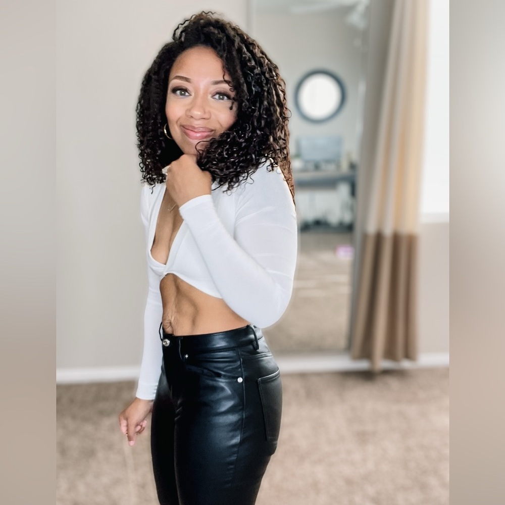 EGO Ivory Long Sleeve Collard Crop Top